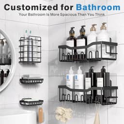 Pine 5-Pack Shower Caddy with Hair Dryer Holder - Thumbnail 2