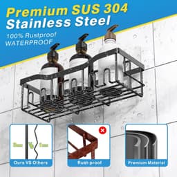 Pine 5-Pack Shower Caddy with Hair Dryer Holder - Thumbnail 5