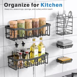 Pine 5-Pack Shower Caddy with Hair Dryer Holder - Thumbnail 6
